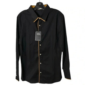 Polo Mano men shirt,small,Eco friendly,Black,trim , tan,two tone,cotton,classy